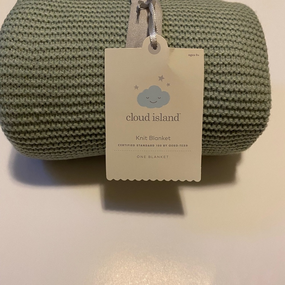 Cloud Island Knit Blanket in Soft Green